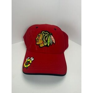 47 Brand Chicago Blackhawks NHL Red Stretch Fit Hat Embroidered Logo Cap OSFA